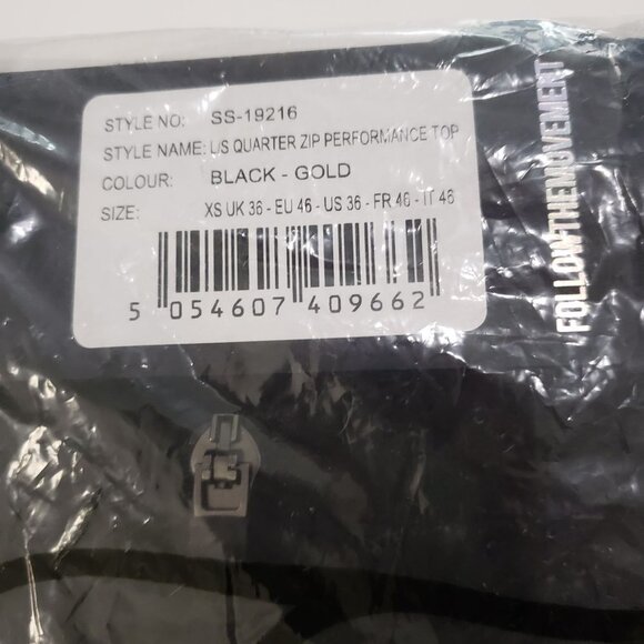 NWT SikSilk L/S Quarter Zip Performance Top - Black & Gold Size XS - Picture 7 of 9